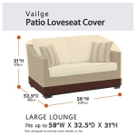 Vailge 2-Seater Heavy Duty Patio Bench Loveseat Cover, 100% Waterproof Outdoor Sofa Cover, Lawn Patio Furniture Covers with Air Vent, Small(Standard), Beige & Brown - Image 8