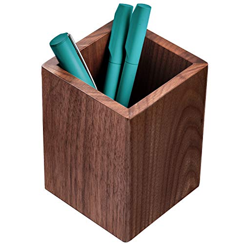 41oZM3qDkCL.jpg MaxGear Pen Holder for Desk Premium Walnut Pencil Holder Pen Cup Makeup Brush Holder Desk Accessories & Workspace Organizers for Home, School & Office - Image 1