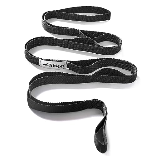 Version 1.0.0 Trideer Stretching Strap Yoga Strap Physical Therapy for Home Workout, Exercise, Pilates and Gymnastics, 10 Loops Non-Elastic Stretch Bands with Aesthetic Packaging for Women & Men (Black) - Image 1