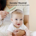 Baby Hair Brush and Comb Set for Newborn - Wooden Baby Hair Brush Set with Soft Goat Bristle, Baby Brush Set for Newborns, Baby Brush and Comb Set Girl, Boy, Toddler Cradle Cap Brush (Oval, Sage) - Image 3