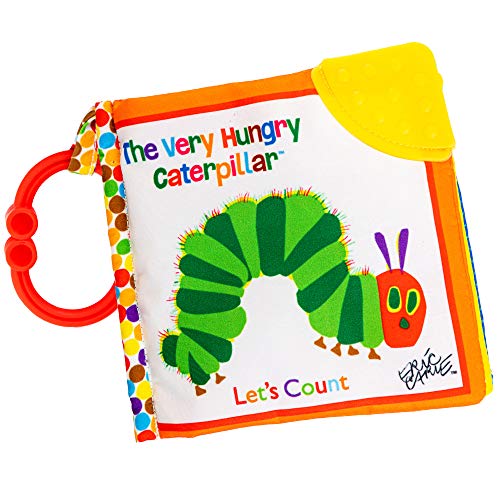Version 1.0.0 Let's Count Soft Book - World of Eric Carle the Very Hungry Caterpillar Baby on the Go Clip Teething Crinkle Soft Sensory Book for Babies, 5.25x5.25 Inch - Image 1