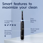 Oral-B iO Series 5 Limited Rechargeable Electric Powered Toothbrush, Black with 3 Brush Heads and Travel Case - Visible Pressure Sensor to Protect Gums - 5 Cleaning Modes - 2 Minute Timer - Image 6