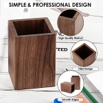 MaxGear Pen Holder for Desk Premium Walnut Pencil Holder Pen Cup Makeup Brush Holder Desk Accessories & Workspace Organizers for Home, School & Office - Image 7