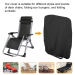Naiveroo Outdoor Zero Gravity Folding Chair Cover Waterproof Dustproof Lawn Patio Furniture Covers All Weather Resistant 28"x43"（Black） - Image 7