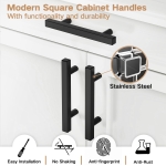 Qibaok 30 Pack Square Cabinet Handles Matte Black Cabinet Pulls 3-3/4" Hole Centers Drawer Pulls Stainless Steel Kitchen Handles for Cabinets, 6”Length Cabinet Hardware for Bathroom Farmhouse - Image 6