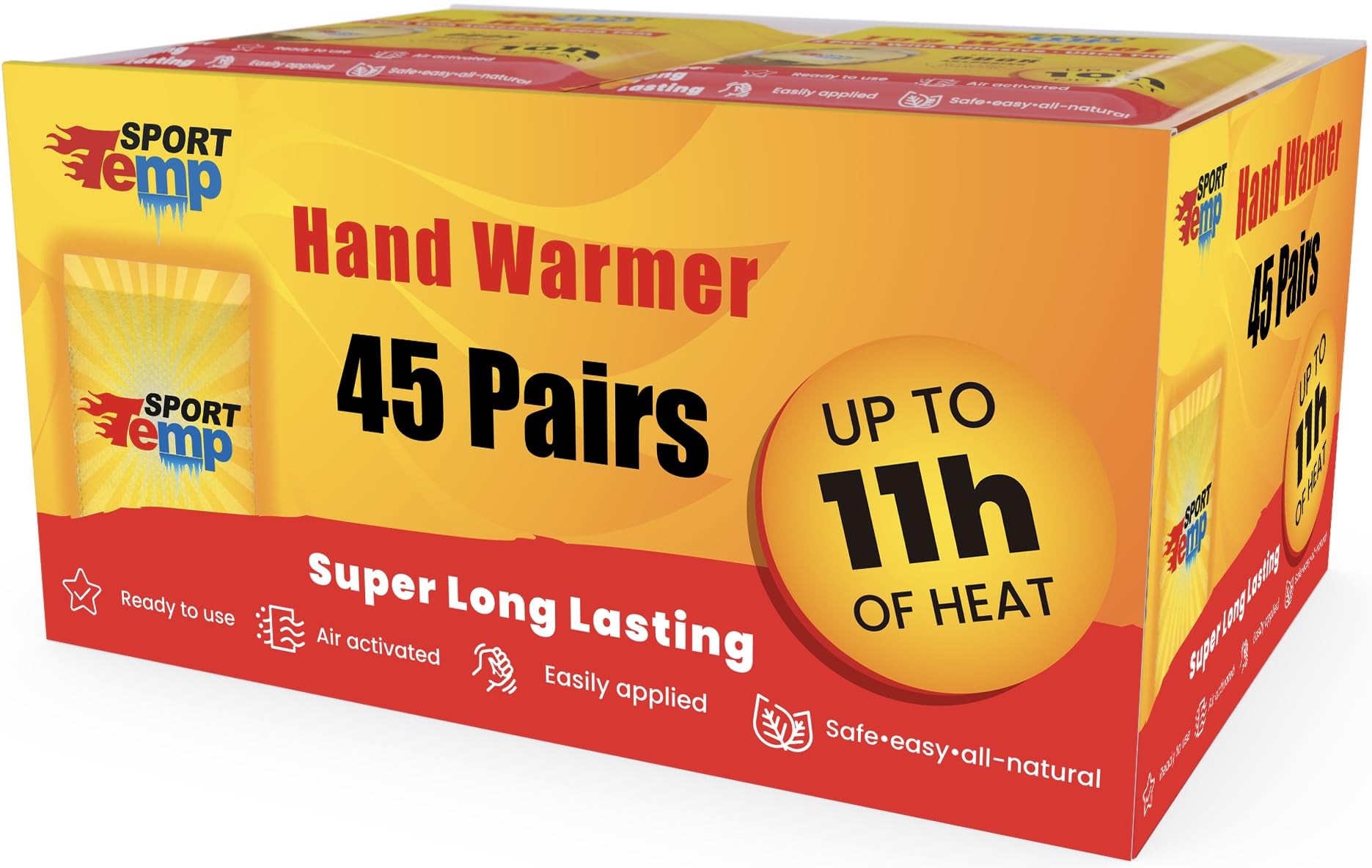Version 1.0.0 Odorless Hot Hand Warmer (45 Pairs) - Up to 11 Hours of Heat, Super Long Lasting - Easy, All Natural - Air Activated, for Body& Toes - Sport Temp - Image 1