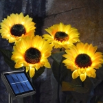 Homeleo Upgraded 4-Flower Solar Sunflower Lights for Yard Decor,Waterproof Outdoor Garden Decorative Artificial Flowers Stake Ornaments for Lawn Patio Porch Flowerbed Thanksgiving Cemetery Decorations - Image 3