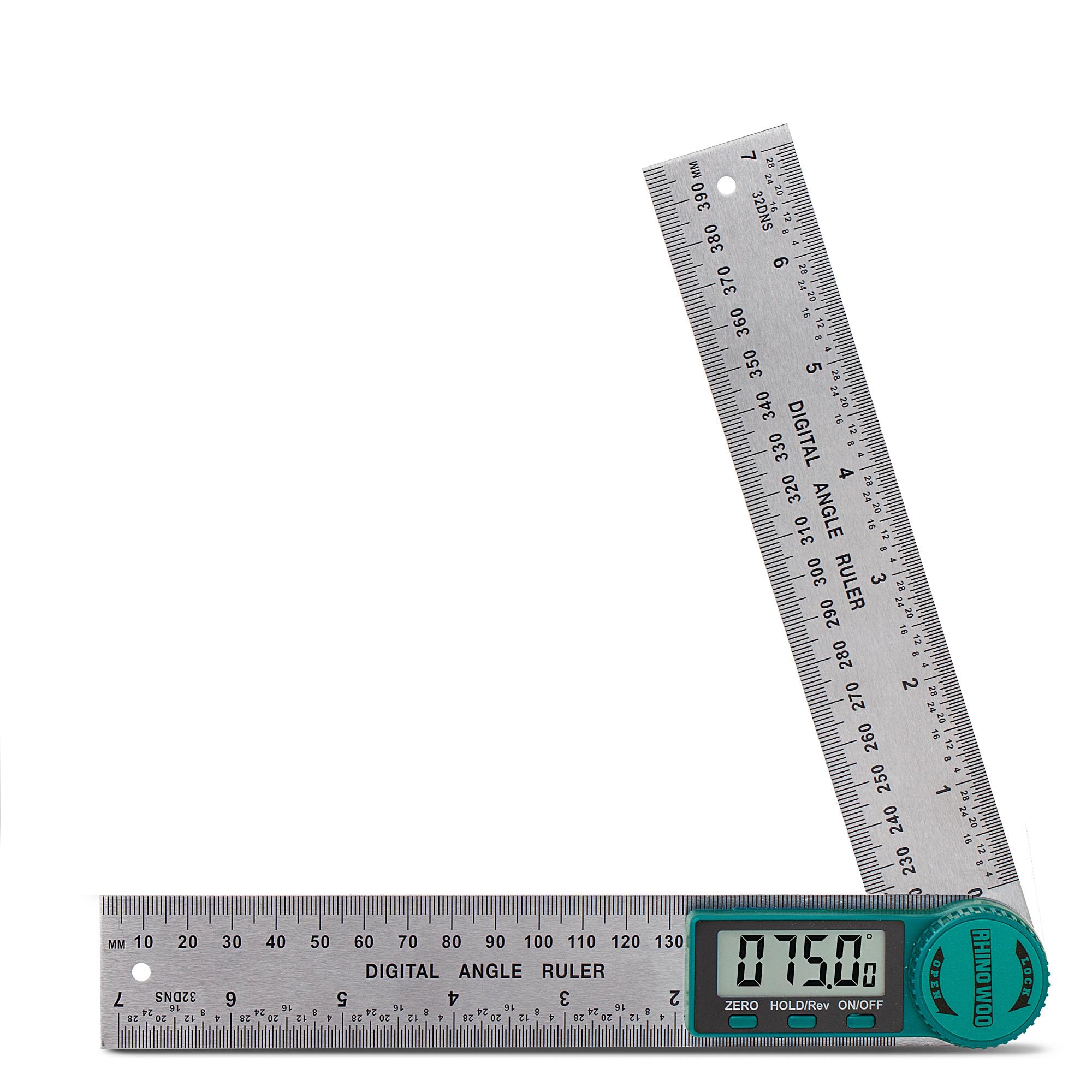 Version 1.0.0 Digital Angle Finder Protractor, Angle Finder Ruler with 7inch/200mm, Angle Measuring Tool for Woodworking/Carpenter/Construction/DIY Measurement(2 Batteries Included) (Stainless Steel) - Image 1
