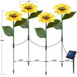 Homeleo Upgraded 4-Flower Solar Sunflower Lights for Yard Decor,Waterproof Outdoor Garden Decorative Artificial Flowers Stake Ornaments for Lawn Patio Porch Flowerbed Thanksgiving Cemetery Decorations - Image 8