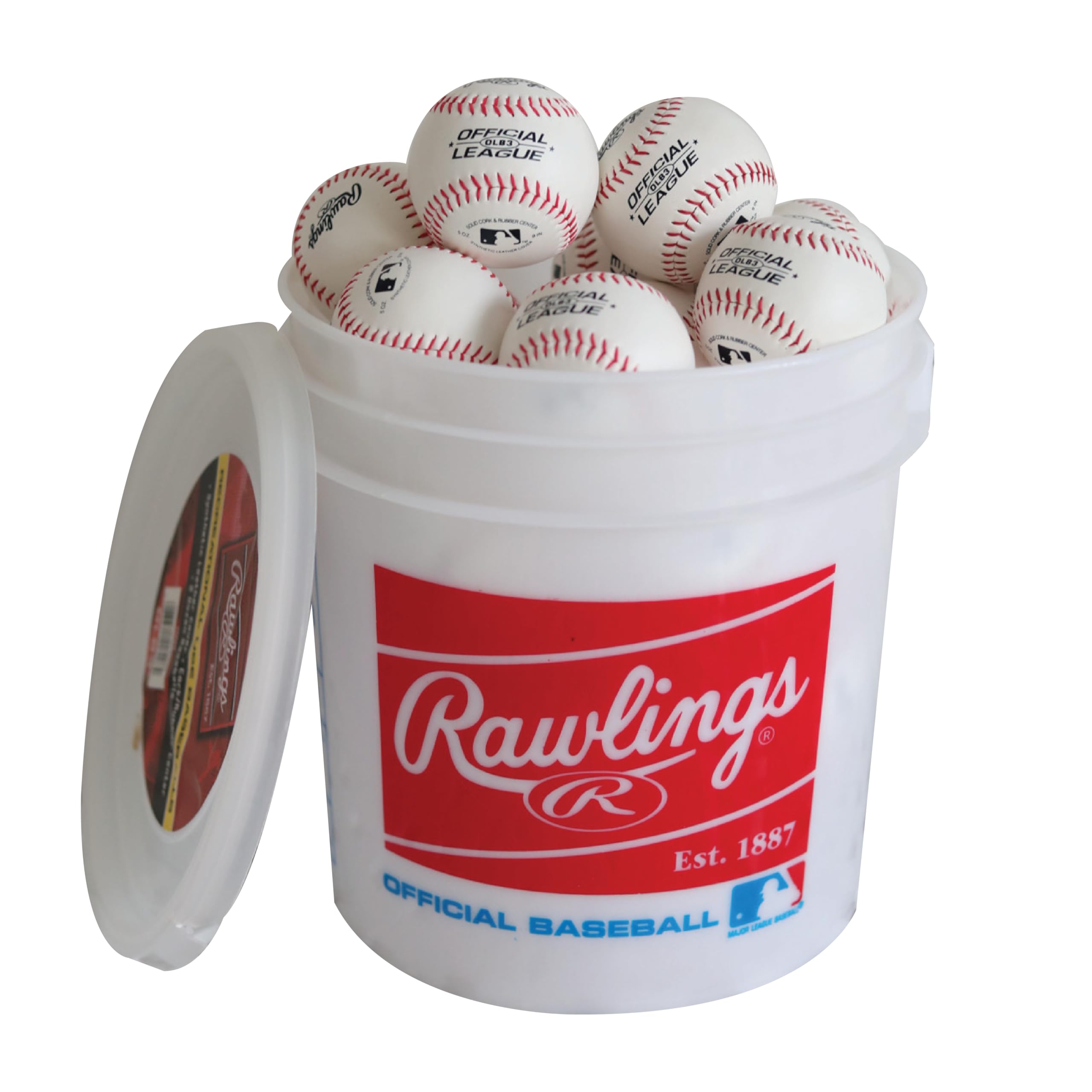 Version 1.0.0 Rawlings | Official League Recreational Use Practice Baseballs | Youth/8U | OLB3 | Bucket | 24 Count - Image 1