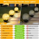 ASOMST 2-Pack Garden Solar Lights Outdoor, Cracked Glass Ball Light Waterproof, Decorative Solar Globe Lights Warm White for Yard Pathway Patio Lawn - Image 5
