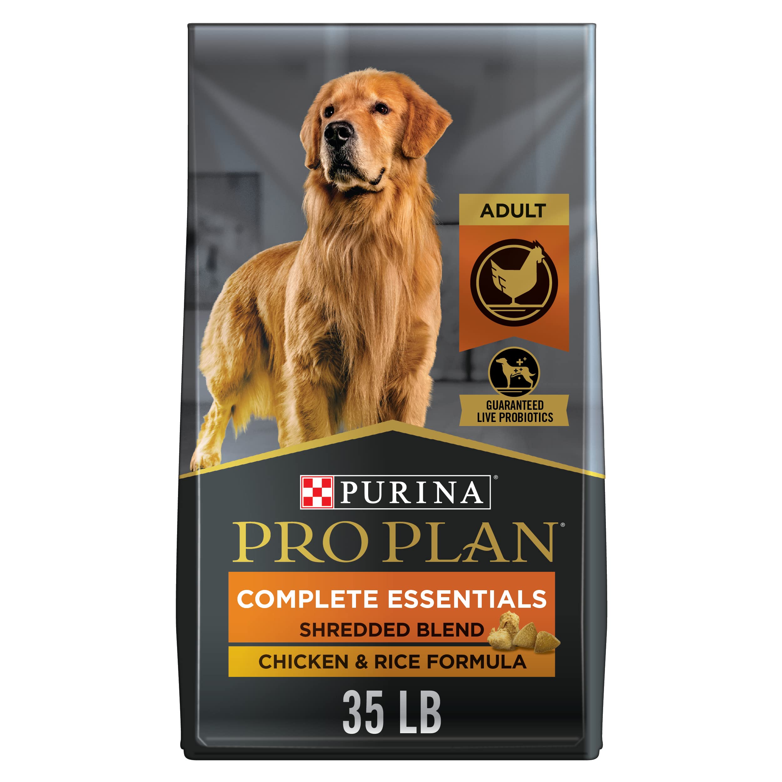 Version 1.0.0 Purina Pro Plan High Protein Dog Food With Probiotics for Dogs, Shredded Blend Chicken & Rice Formula - 35 lb. Bag - Image 1