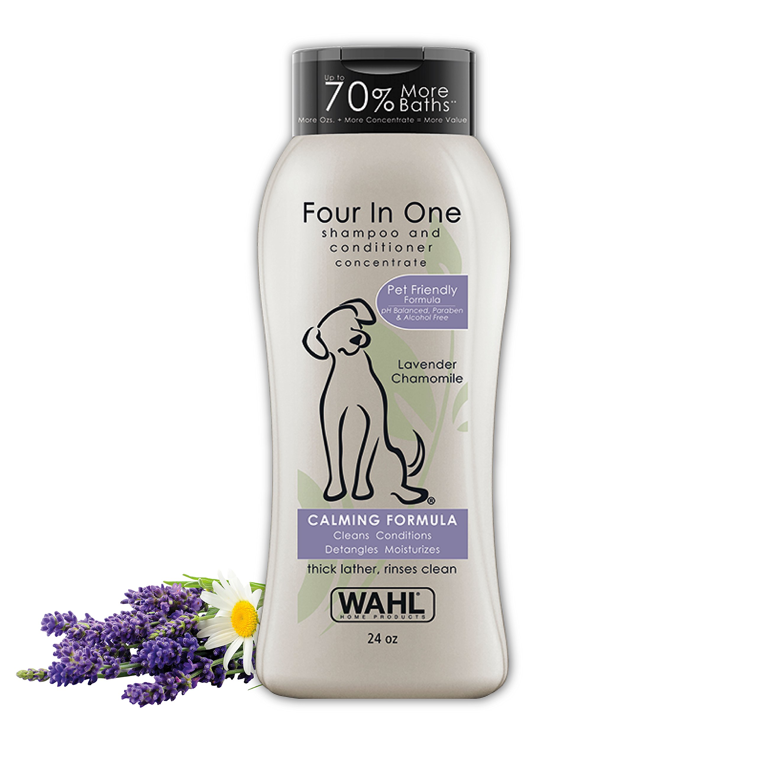 Version 1.0.0 Wahl USA 4-in-1 Calming Pet Shampoo for Dogs – Cleans, Conditions, Detangles, & Moisturizes with Lavender Chamomile - Pet Friendly Formula - 24 Oz - Model 820000A - Image 1