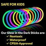 Glow Sticks Bulk Party Favors 100pk - 8" Glow in the Dark Party Supplies, Light Sticks for Neon Party Glow Necklaces and Bracelets for Kids or Adults - Image 2