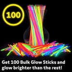 Glow Sticks Bulk Party Favors 100pk - 8" Glow in the Dark Party Supplies, Light Sticks for Neon Party Glow Necklaces and Bracelets for Kids or Adults - Image 5