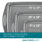 Rachael Ray Nonstick Bakeware Set with Grips, Nonstick Cookie Sheets / Baking Sheets - 3 Piece, Gray with Sea Salt Gray Grips - Image 5